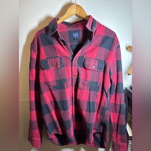 J Crew Red and Black Lightweight Flannel Shirt